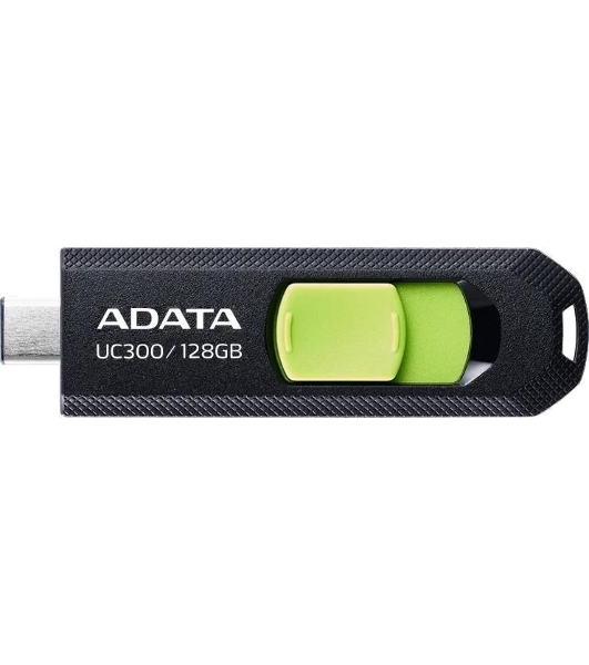 Флешка USB ADATA UC300 (ACHO-UC300-128G-RBK/GN), 128Gb, Type-C USB 3.2, R/W 100/30, черный/зеленый