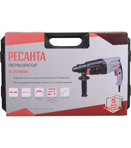 Перфоратор Ресанта П-30-900К, SDS-plus, 900 Вт, 4,3 Дж, от сети