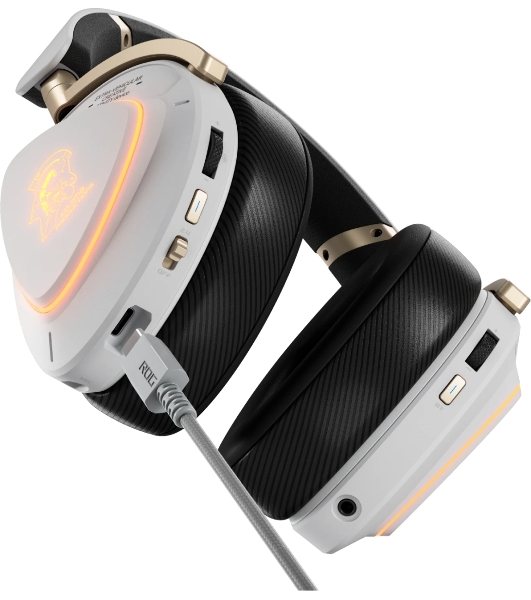 Гарнитура ASUS ROG Delta II KJP белый, беспроводная + проводная, Bluetooth, подсветка, совместимость с PS5, Xbox
