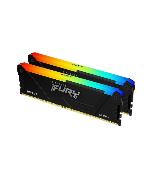 Оперативная память Kingston Fury Beast, DDR4, 32GB (2x16GB), 3200MHz, CL16, DIMM, с радиатором, RGB, черный