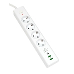Сетевой фильтр Cablexpert Exnovo EXN-4-CU2-W-2, 4 р, 16А, 1xType-C PD, 30Вт, 2хUSB, 2 м, ур.защиты 4+, белый, коробка, фото 1