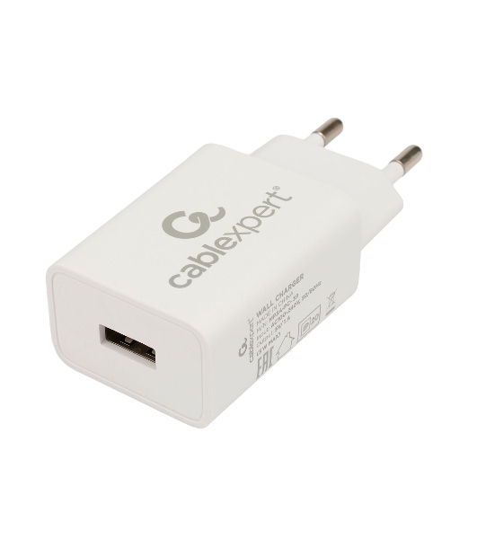 Сетевое зарядное устройство Cablexpert MP3A-PC-39 100/220V - 5V USB 1 порт, 1A, белый