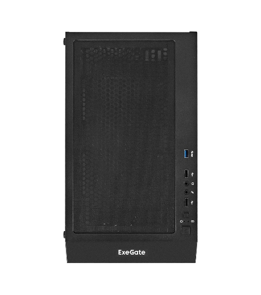 Компьютерный корпус Miditower ExeGate EVO-5001A-600NPX (ATX, БП 600NPX с вент. 12 см, 2хUSB+1хUSB 3.0+HD Audio, черный, 3 вент.12см с RGb подсветкой, боковая панель - закаленное стекло)