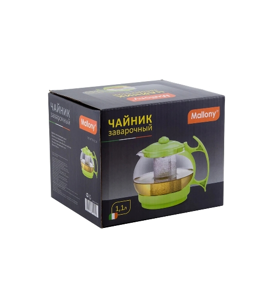 Чайник заварочный Mallony Decotto-1100 с пластик ручкой, фильтр из нерж ст, 1,1 л