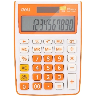 Калькулятор настольный Deli E1238/OR оранжевый 12-разр.
