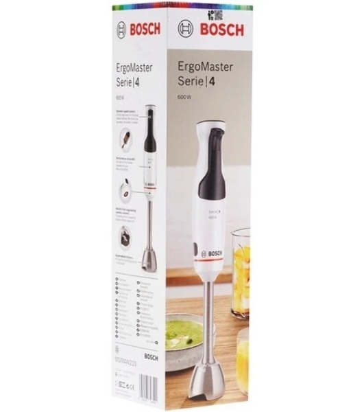 Блендер погружной Bosch MSM4W210 белый, 600 Вт, плавная регулировка
