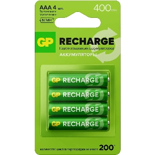 Аккумулятор GP RECHARGE AAA NiMH 400mAh (4шт)