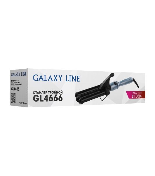 Щипцы для завивки волос Galaxy Line GL 4666 черный/голубой, 22 мм, 200 °C, 10 режимов