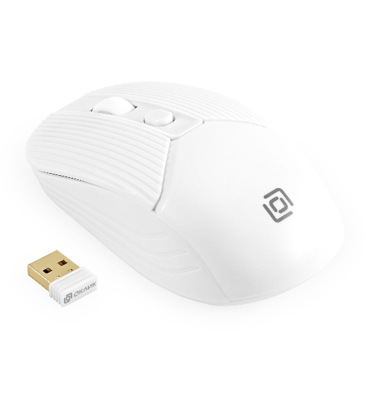 Мышь беспроводная Oklick 509MW белый, 1600 dpi, радиоканал, USB, кнопки - 4