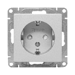Механизм розетки EKF UP1-SOA-111 16А, с заземлением, со шторками, алюминий Эпика, фото2