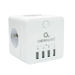 Сетевой фильтр Cablexpert Cube CUBE-4-U4-W, 4 р, 16А, 4хUSB, ур. защиты 2+, белый, коробка, фото 1