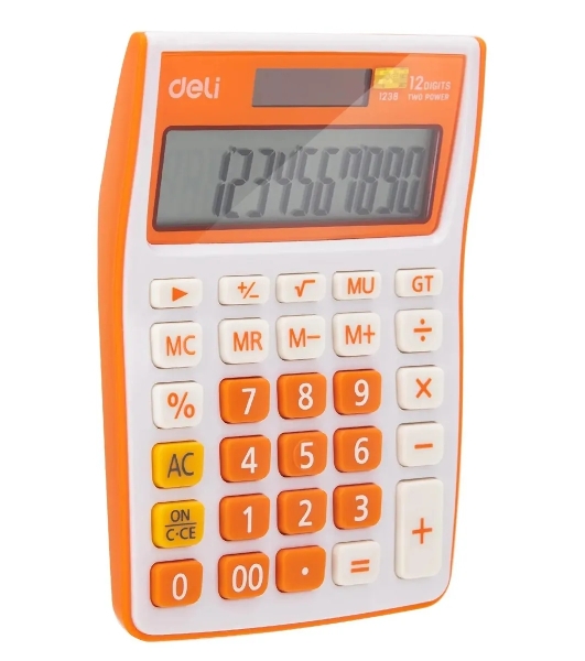 Калькулятор настольный Deli E1238/OR оранжевый 12-разр.