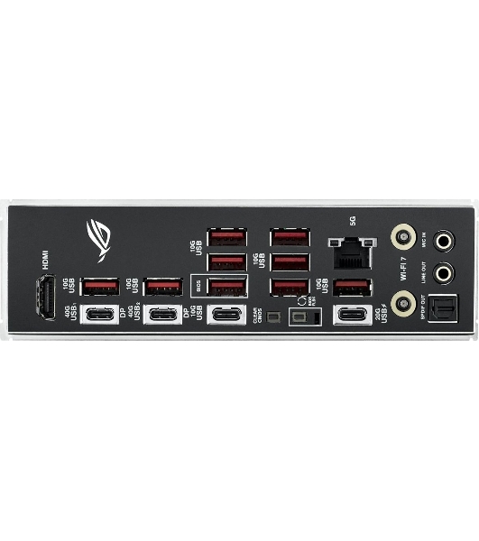 Материнская плата ASUS ROG STRIX X870E-E GAMING WIFI, AM5, AMD X870E, 4xDDR5, 4xSATA, 5xM.2, 1xPCI-E 5.0 x16, 1xPCI-E 4.0 x4, 1xHDMI, 1xUSB-C 3.2 Gen 2, 1xUSB-C 3.2 Gen 2x2, 2xUSB-C 4.0, 1x 5Gb LAN, 9xUSB-A 3.2 Gen 2, 2x3.5 мм, TOSLINK, 1xWi-Fi 7, ATX