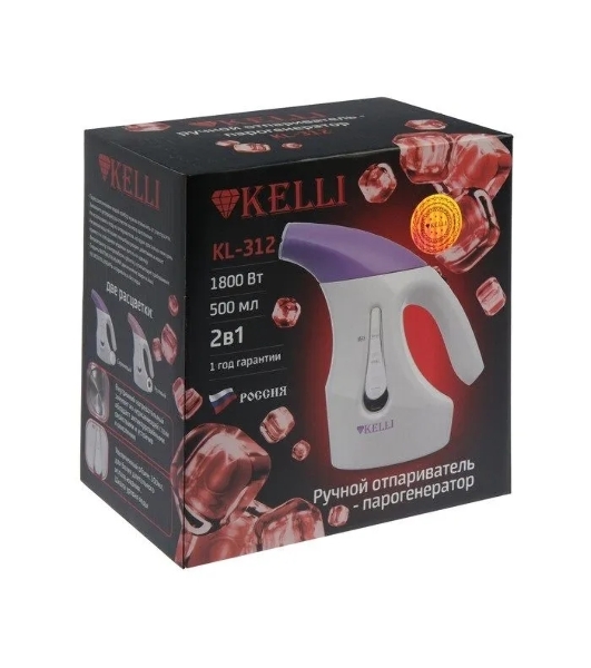 Отпариватель KELLI КL-312 сиреневый/белый, 1800 Вт, 20 г/мин, 500 мл