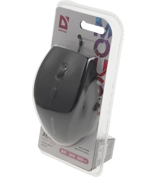 Мышь проводная Defender Accura MM-362 черный, 1600 dpi, USB, кнопки - 6