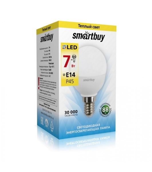 Светодиодная (LED) лампа Smartbuy-P45-07W/3000/E14