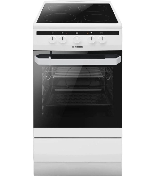 Плита электрическая Hansa FCCW54002 белый, конфорок 4 шт, духовка 68 л, 50 см x 85 см x 60 см
