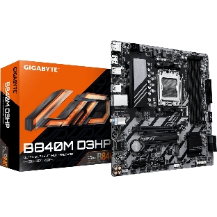 Материнская плата Gigabyte B840M D3HP, AM5, AMD B840, 4xDDR5, 4xSATA, 2xM.2, 1xPCIe 4.0 x16, 1xPCIe x1, 1xHDMI, 2xDP, 1x1Gb LAN, 1xUSB-C 5Gbps, 1xUSB-A 5Gbps, 1xUSB-A 10Gbps, 3xUSB-A 2.0, 3x3.5 мм, 7.1, mATX