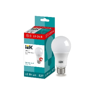 Лампа светодиодная IEK LLE-A60-12-12-24-40-E27 A60 шар 12Вт 12-24В 4000К E27 (низковольтная)