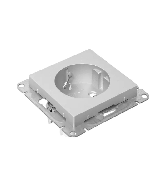 Механизм розетки EKF UP1-SOA-111 16А, с заземлением, со шторками, алюминий Эпика