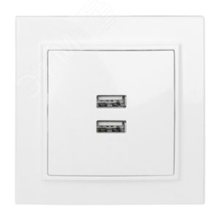 Розетка EKF ERR-2USB-100 Минск USB 2-местная СП 2,1А белая