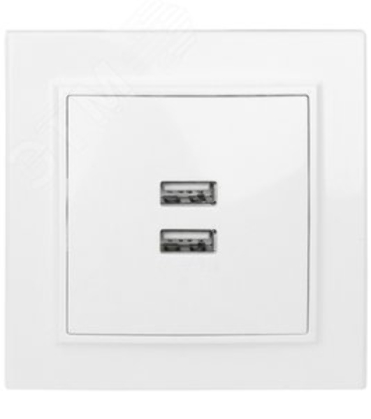 Розетка EKF ERR-2USB-100 Минск USB 2-местная СП 2,1А белая