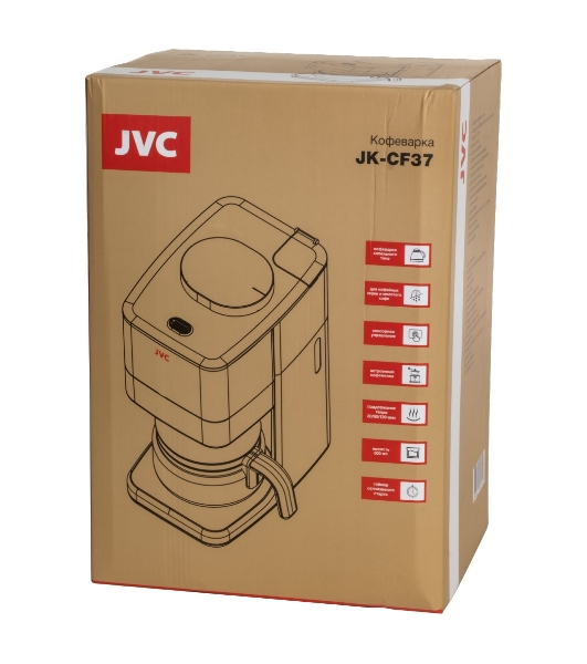 Кофеварка капельная JVC JK-CF37 черный, зерновой/молотый, 0.6 л, 730 Вт