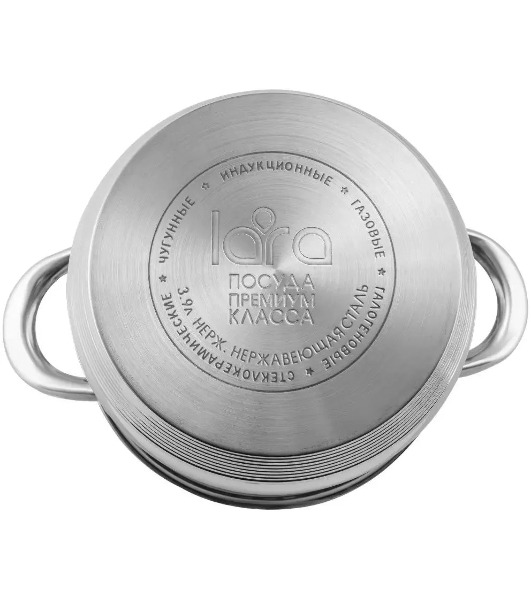 Кастрюля Lara LR02-582 SONATA 20x12,5 см, 3.9 л, нержавеющая сталь, с крышкой