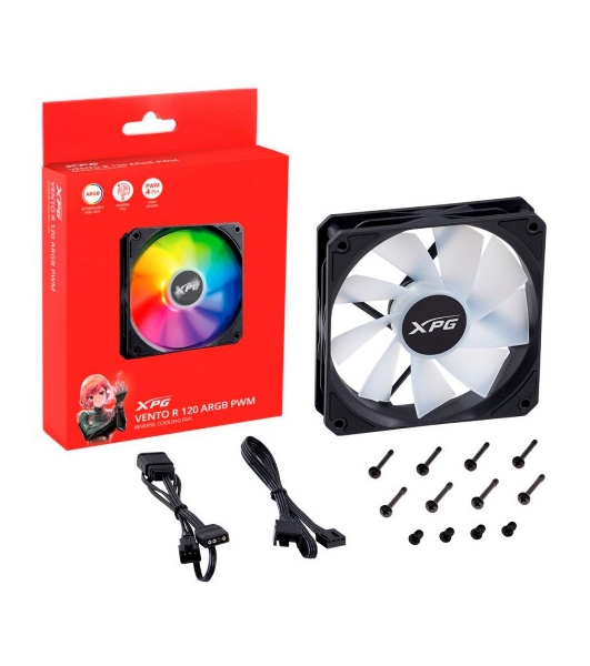 Вентилятор для корпуса ADATA XPG VENTO R 120 ARGb PWM черный, 120 мм, 1600 об/мин, 32 дБ, 4 pin