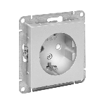 Механизм розетки EKF UP1-SOA-111 16А, с заземлением, со шторками, алюминий Эпика, фото 1