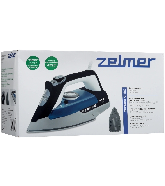 Утюг Zelmer ZIR3000 STIRO белый/синий, 3000 Вт, 40 г/мин, 200 г/мин, 330 мл
