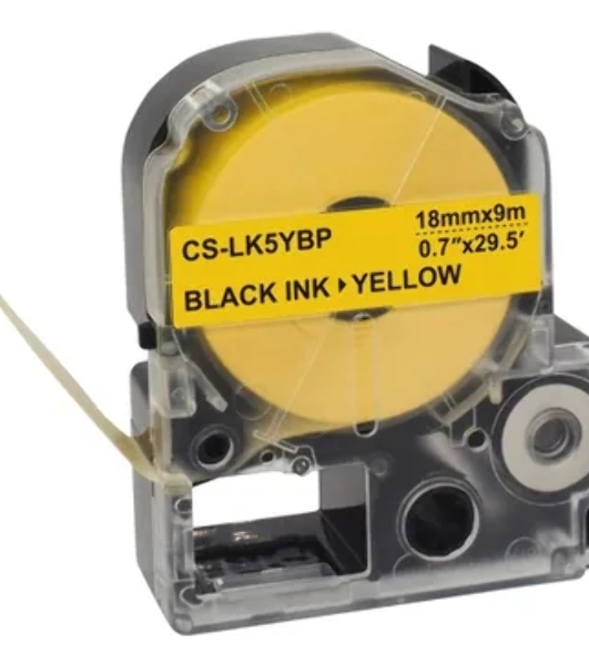Картридж ленточный Cactus CS-LK5YBP черный, 18мм, 9м для Epson LW400/LW700/LW600P/LW1000P/K400/Z700/Z900