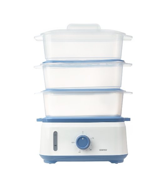 Пароварка Centek CT-1462 белый, 9 л, ярусы - 3, 1050 Вт, механическое
