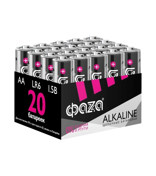 Элемент питания алкалиновый LR6 Alkaline Pack-20 (уп.20шт) ФАZА 5028098, 1.5 В