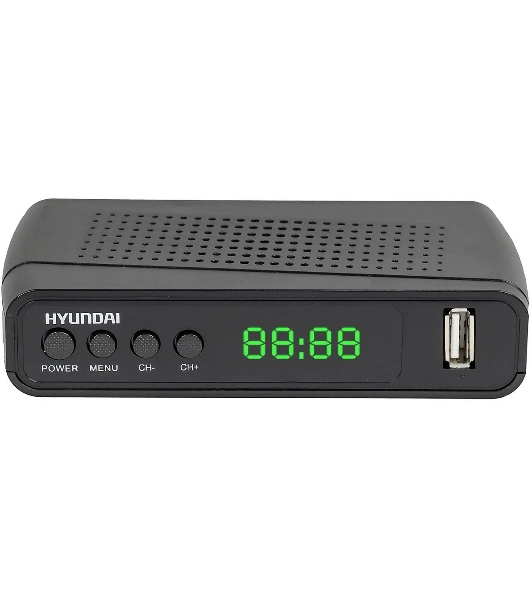 Приставка для цифрового ТВ Hyundai H-DVB520 черный, DVB-T2, DVB-T, DVB-C, HDMI, USB 2.0 х2