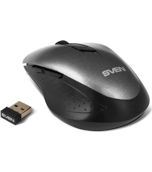 Мышь беспроводная SVEN RX-425W серый, 1600 dpi, радиоканал, USB, кнопки - 6