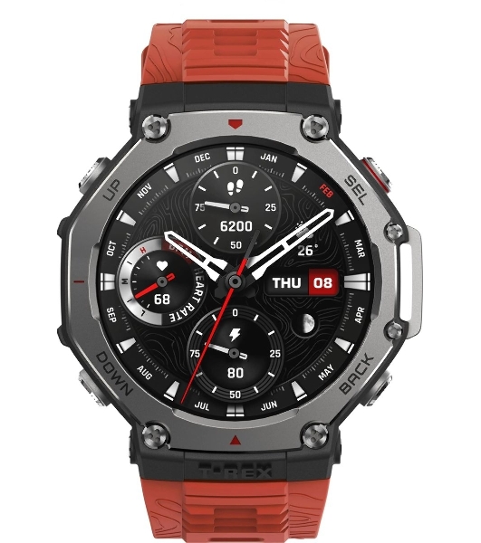 Умные часы Amazfit T-Rex 3 A2323, 1.5' AMOLED, Wi-Fi, Bluetooth, 10ATM, темно-серый / красный