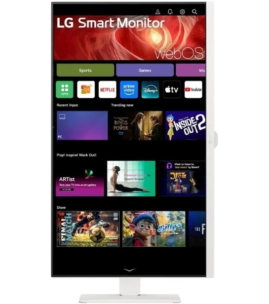 Монитор 31.5' LG 32U850SA-W IPS 3840x2160, 60 Гц, 5 мс, 16:9, 400 кд/м², 2xHDMI 2.0, USB-C (90 Вт), USB Hub (3x USB 3.0), 3.5 Jack, HDR10, динамики (2x5 Вт), веб-камера, Smart TV (webOS 24), Wi-Fi, Bluetooth, VESA 100x100, белый