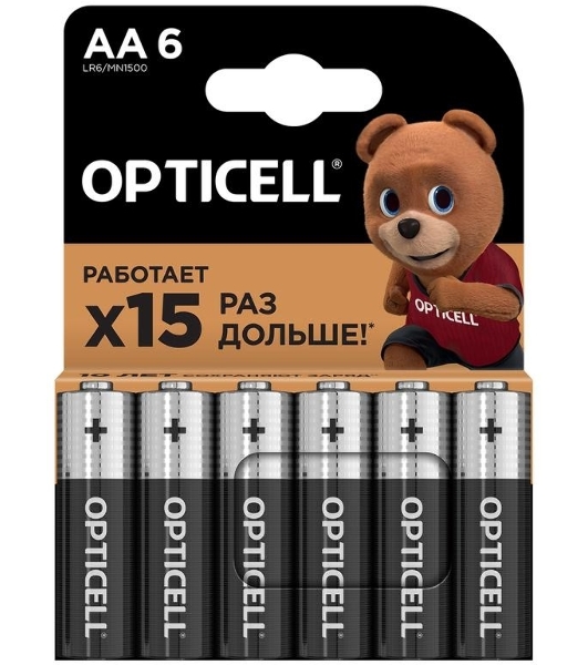 Элемент питания алкалиновый AA/LR6 (блист. 6шт) Basic Opticell 5051006