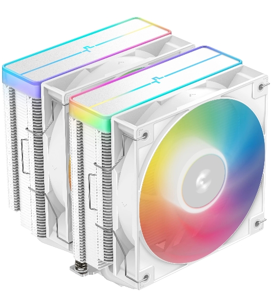 Кулер для процессора DEEPCOOL AG620 WH ARGb V2 LGA20XX/1700/1200/115X/AM5/AM4 (9шт/кор, TDP 260W, PWM, ARGb DUAL Fan 120мм, 6 тепл. трубок, белый) RET