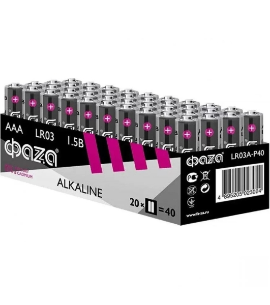 Элемент питания JazzWay LR03 (AAA) алкалиновая уп. 40 шт. ФАZА Alkaline Pack-40