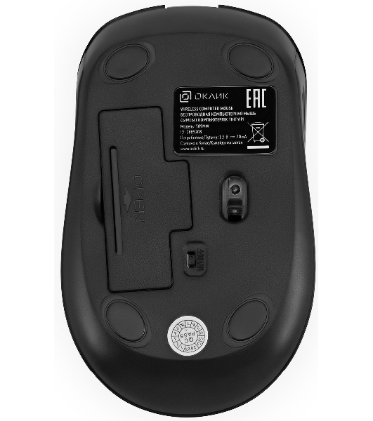 Мышь беспроводная Oklick 509MW черный, 1600 dpi, радиоканал, USB, кнопки - 4