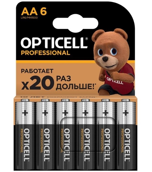 Элемент питания алкалиновый AA/LR6 (блист. 6шт) Professional Opticell 5052003
