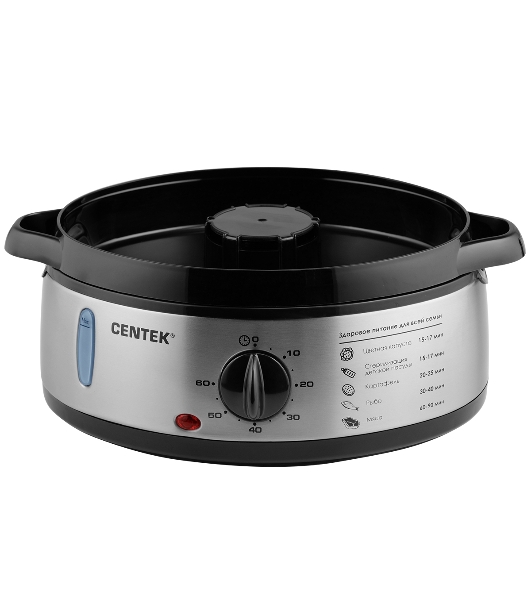 Пароварка Centek CT-1457 серебристый, 9 л, ярусы - 3, 800 Вт, механическое