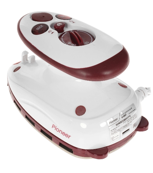 Утюг Pioneer SI1001 белый/брусничный, 420 Вт, 20 г/мин, 40 мл