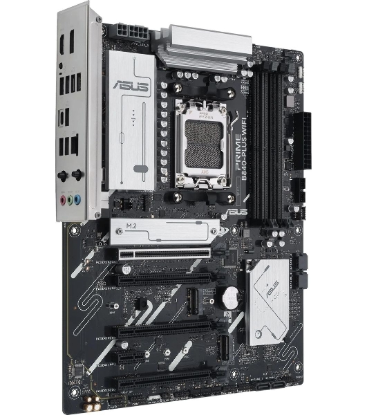 Материнская плата ASUS PRIME B840-PLUS WIFI, AM5, AMD B840, 4xDDR5, 4xSATA, 3xM.2, 1xPCIe 4.0 x16, 1xPCIe 3.0 x16, 2xPCIe 3.0 x16, 1xPCIe 3.0 x1, 1xDP, 1xHDMI, 1x 2.5Gb LAN, 8xUSB-A, 3x3.5 мм, 7.1, ATX