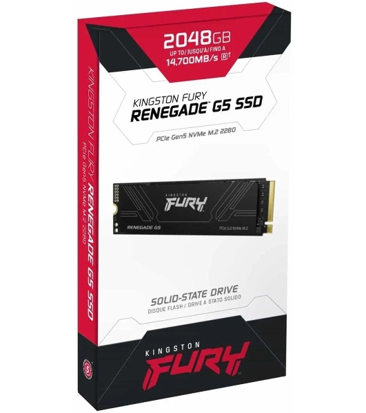 Накопитель SSD Kingston Fury Renegade, 2Tb, M.2(22x80мм), NVMe, PCIe 5.0 x4, 3D TLC, R/W 14700/14000Mb/s, IOPs 2 200 000/2 200 000, TbW 2000, DWPD 0.5 (12 мес)