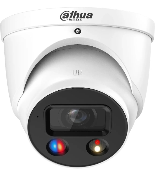 Уличная купольная IP-видеокамера TiOC DAHUA DH-IPC-HDW3849HP-AS-PV-0280B-S5 с ИИ и активным сдерживанием 8Мп; 1/2.7” CMOS; объектив 2.8мм, видеоаналитика, ИК 30м, LED 30м, IP67, корпус: металл
