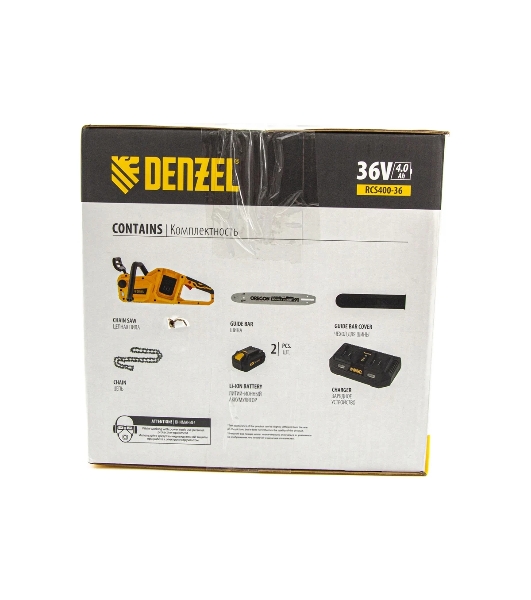 Цепная пила аккумуляторная бесщет. Denzel RCS400-36-0, Li-ion, 36 В, шина 400 мм