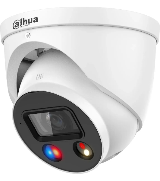 Уличная купольная IP-видеокамера TiOC DAHUA DH-IPC-HDW3849HP-AS-PV-0280B-S5 с ИИ и активным сдерживанием 8Мп; 1/2.7” CMOS; объектив 2.8мм, видеоаналитика, ИК 30м, LED 30м, IP67, корпус: металл